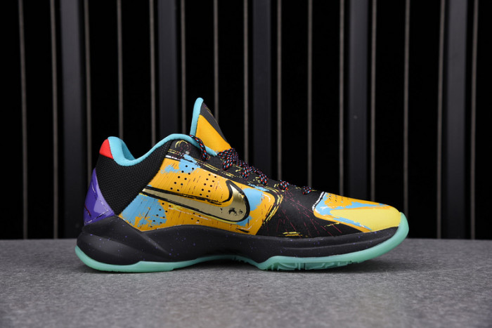 zoom kobe 5 x lakers black/de sol-varsity purple 386430-071