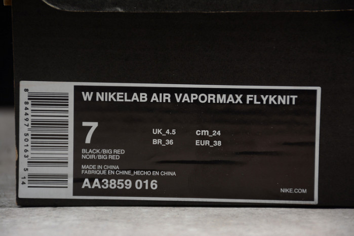 nikelab air vapormax flyknit black/big red womens aa3859-016