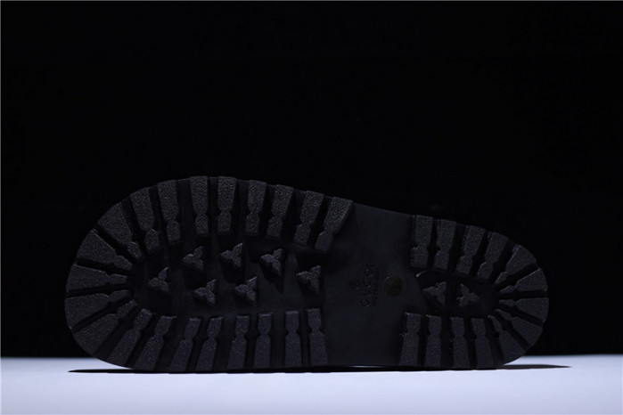 gc leather slide sandal black with gg logo mens