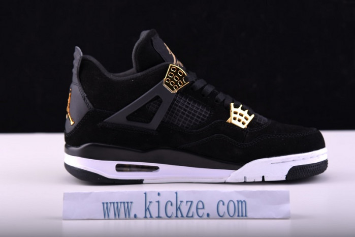 air jordan 4 “royalty” black/metallic gold-white mens 308497-032