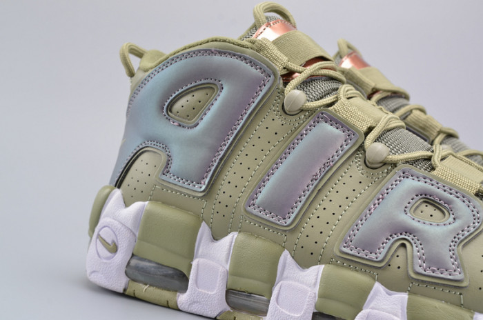 nike air more uptempo “iridescent” dark stucco/white 917593-001